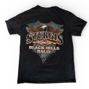 Harley Davidson Shirt Sz M Eagle 2007 Black Hills Rally Sturgis Mount Rushmore